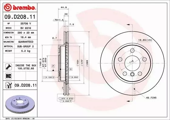 BREMBO TARCZE+KLOCKI PRZÓD BMW i3 I01 280MM 