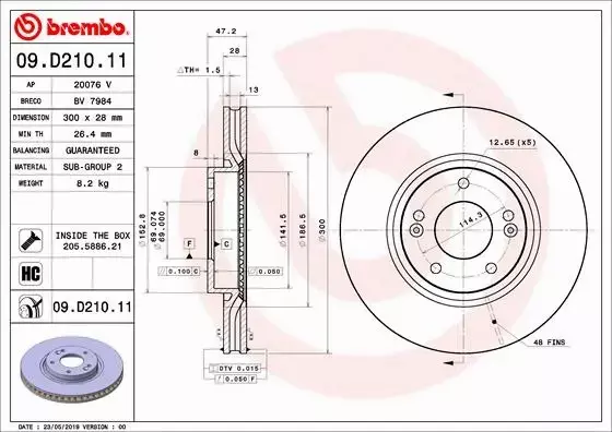 BREMBO Tarcza hamulcowa 09.D210.11 