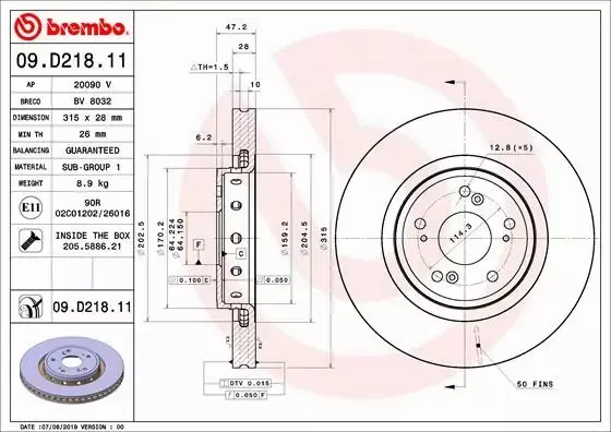 BREMBO TARCZE+KLOCKI PRZÓD HONDA CR-V IV 315MM 