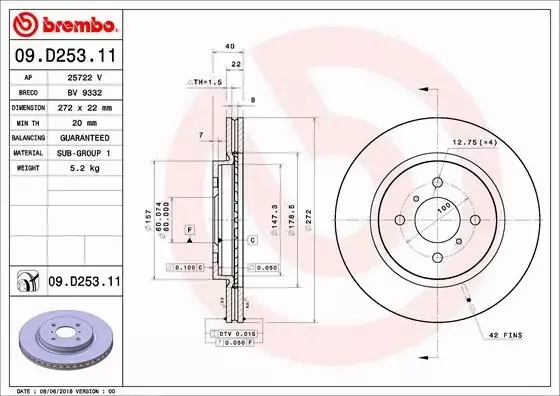 BREMBO TARCZE+KLOCKI PRZÓD SUZUKI SWIFT IV 272MM 