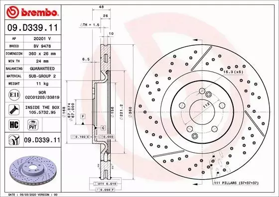 BREMBO TARCZE+KLOCKI TYŁ MERCEDES GLC63 AMG X253 C253 360MM 