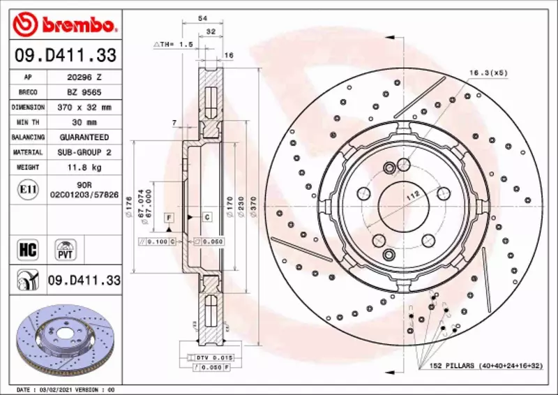 BREMBO TARCZE+KLOCKI TYŁ MERCEDES GLE C167 V167 370MM 