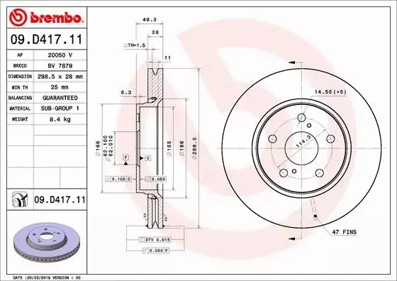 BREMBO TARCZE+KLOCKI PRZÓD TOYOTA C-HR I 299MM 