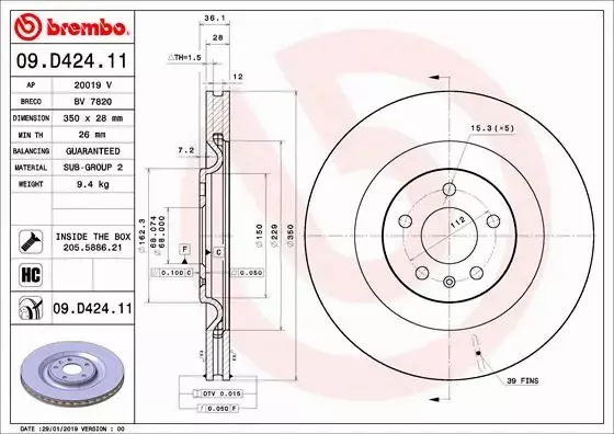 BREMBO TARCZE+KLOCKI TYŁ AUDI A6 C8 A7 4K 350MM 