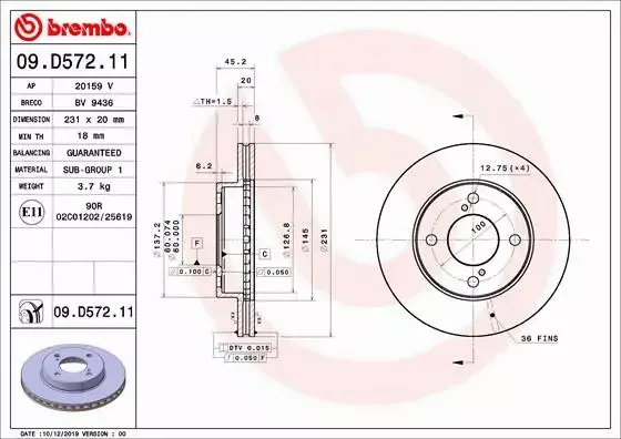 BREMBO TARCZE+KLOCKI PRZÓD SUZUKI IGNIS III 231MM 