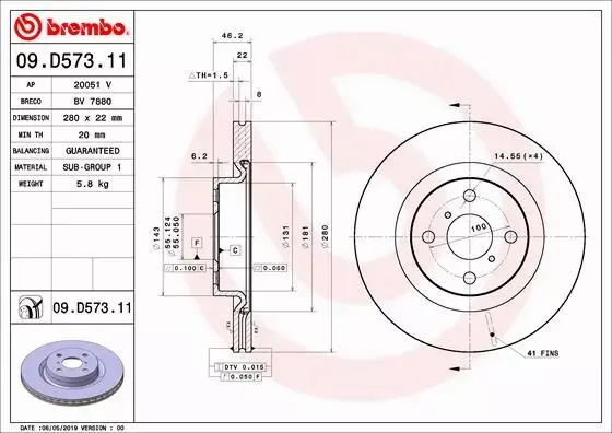 BREMBO Tarcza hamulcowa 09.D573.11 