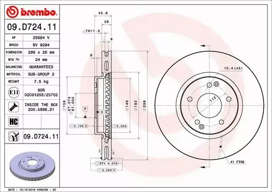 BREMBO TARCZA HAMULCOWA 09.D724.11 