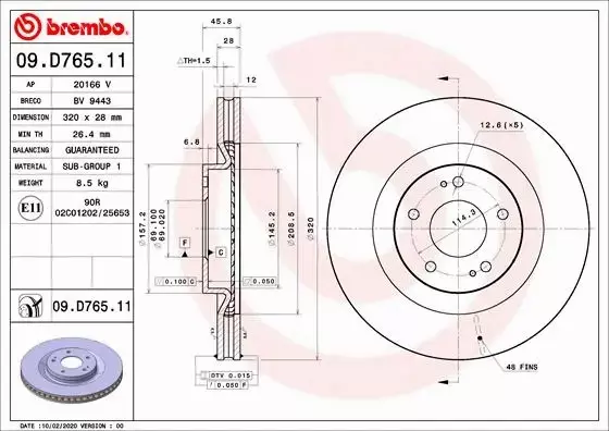 BREMBO TARCZE+KLOCKI PRZÓD ECLIPSE CROSS GK 320MM 