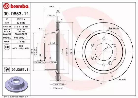 BREMBO TARCZE+KLOCKI TYŁ PAJERO SPORT III 315MM 