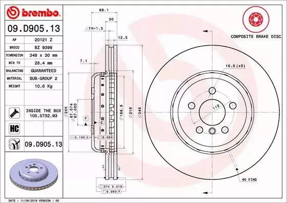 BREMBO TARCZE+KLOCKI PRZÓD BMW 5 G30 G31 7 G11 G12 X3 G01 X4 G02 348MM 