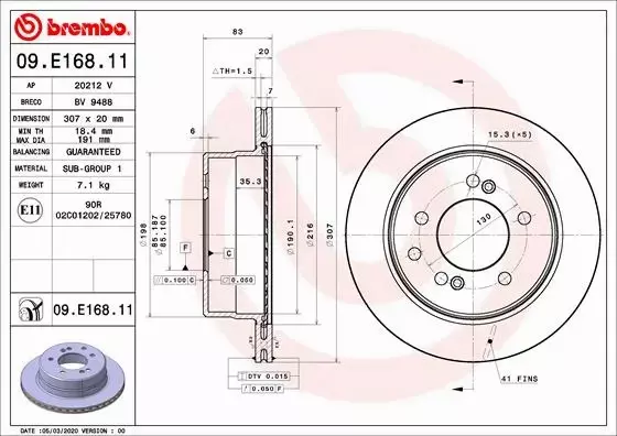 BREMBO TARCZE+KLOCKI T SSANGYONG RODIUS I 307MM 