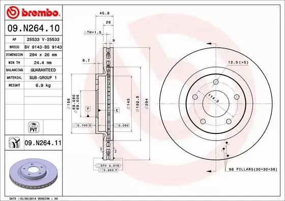 BREMBO TARCZE+KLOCKI PRZÓD MITSUBISHI ASX 294MM 