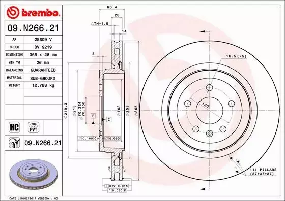 BREMBO TARCZE+KLOCKI TYŁ TESLA MODEL S 365MM 