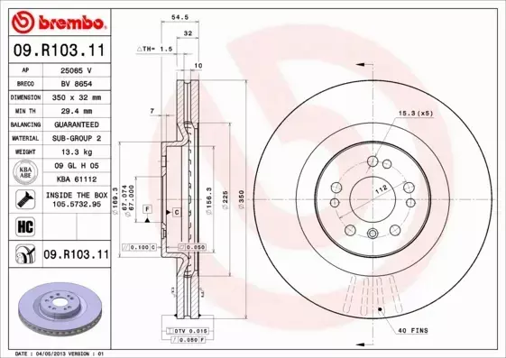  BREMBO TARCZE+KLOCKI PRZÓD MERCEDES GL X164 350MM 