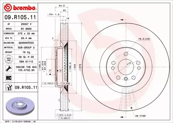 BREMBO TARCZE+KLOCKI PRZÓD MERCEDES M W164 375MM 