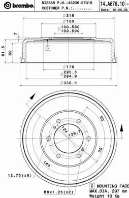 BREMBO BĘBEN HAMULCOWY 14.A676.10 