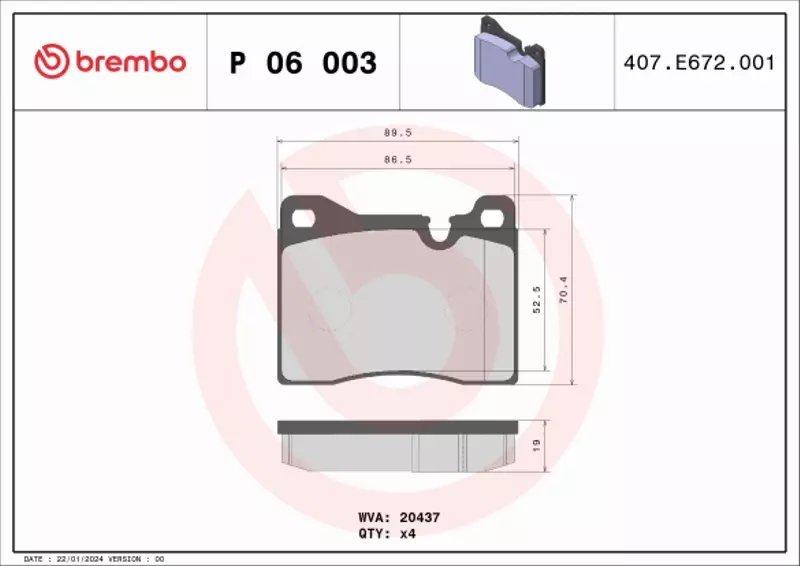 BREMBO KLOCKI HAMULCOWE P 06 003 