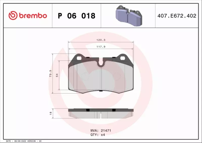 BREMBO KLOCKI HAMULCOWE PRZÓD P 06 018 