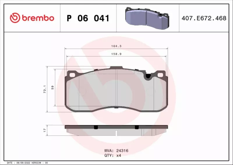 BREMBO KLOCKI HAMULCOWE PRZÓD P 06 041 