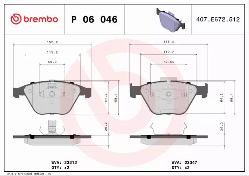 BREMBO KLOCKI HAMULCOWE PRZÓD P 06 046 