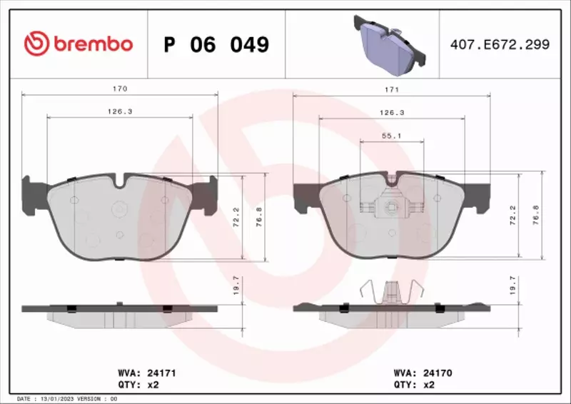 BREMBO KLOCKI HAMULCOWE PRZÓD P 06 049 