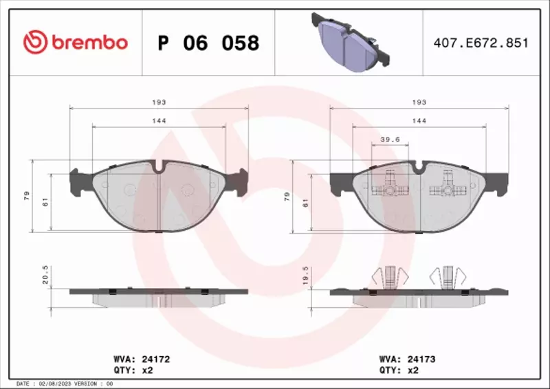 BREMBO KLOCKI HAMULCOWE PRZÓD P 06 058 