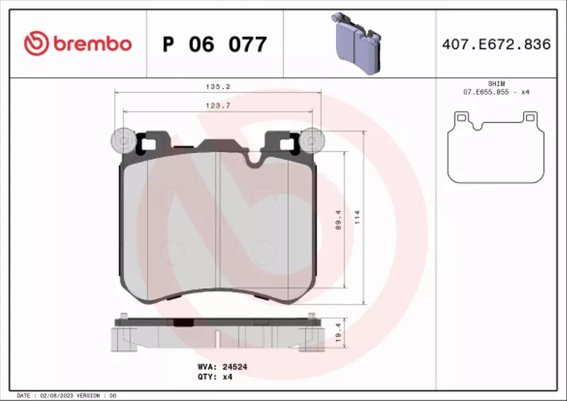 BREMBO KLOCKI HAMULCOWE PRZÓD P 06 077 