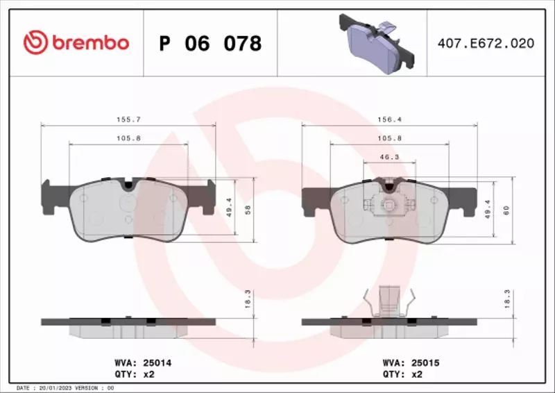 BREMBO KLOCKI HAMULCOWE PRZÓD P 06 078X 