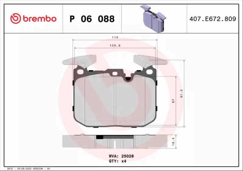 BREMBO KLOCKI HAMULCOWE PRZÓD P 06 088 