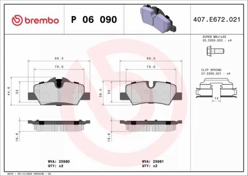 BREMBO KLOCKI HAMULCOWE TYŁ P 06 090 