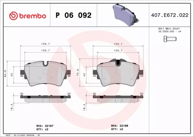 BREMBO KLOCKI HAMULCOWE PRZÓD P 06 092 