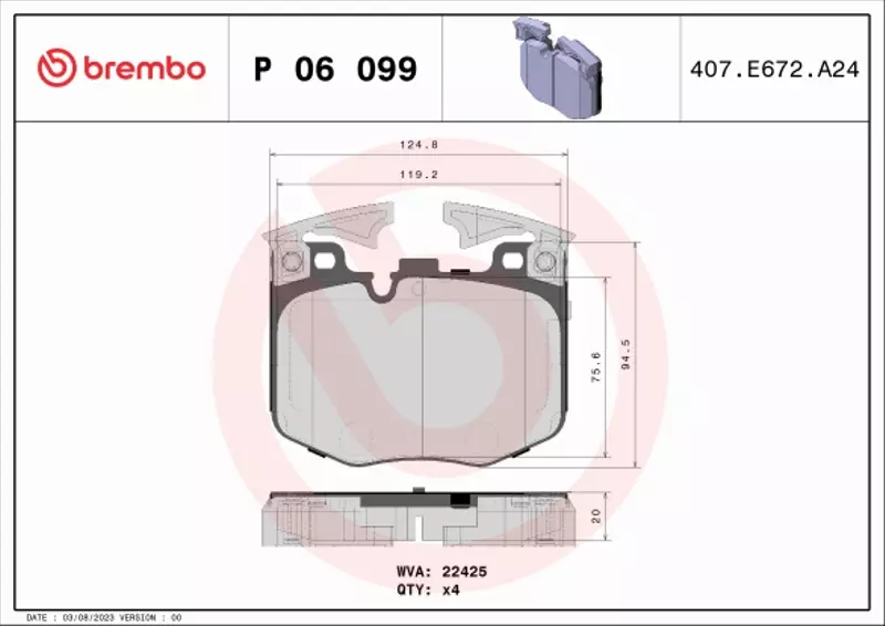 BREMBO KLOCKI HAMULCOWE P 06 099 