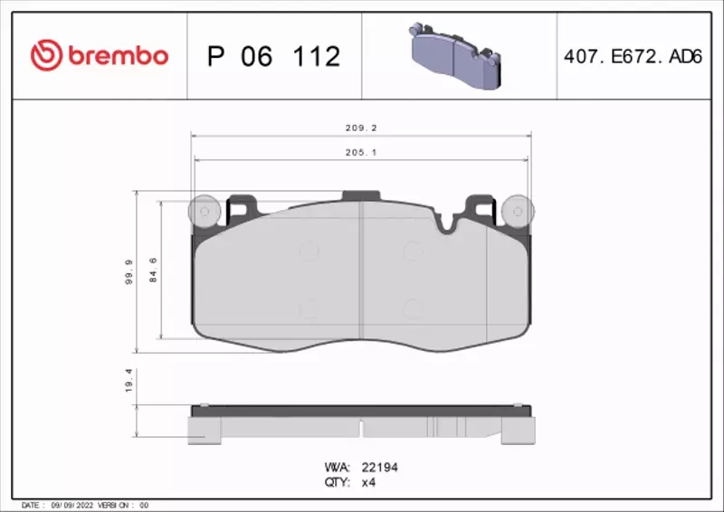 BREMBO KLOCKI HAMULCOWE P 06 112 