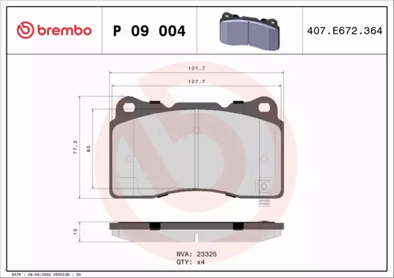 BREMBO KLOCKI HAMULCOWE PRZÓD P 09 004 