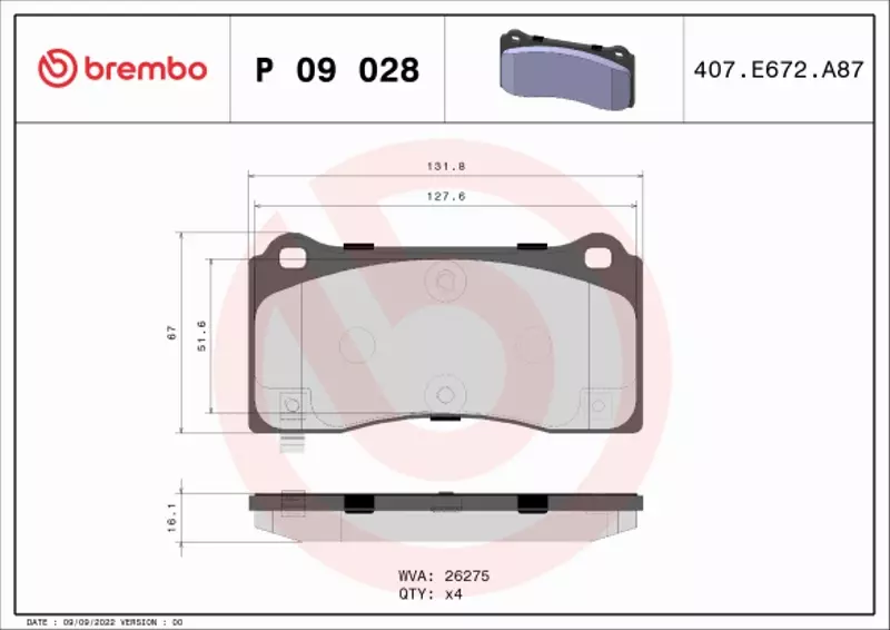 BREMBO TARCZE+KLOCKI PRZÓD TESLA MODEL 3 320MM 