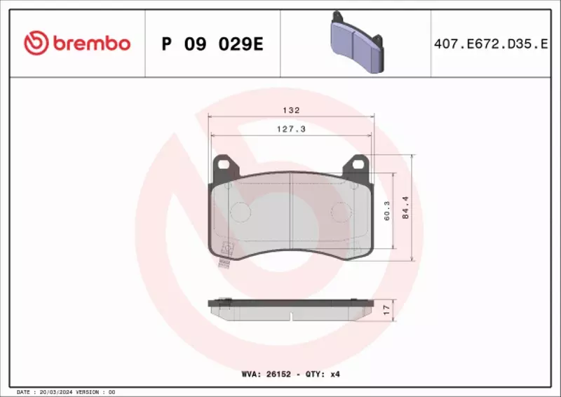 BREMBO KLOCKI HAMULCOWE P 09 029E 