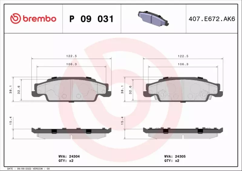 BREMBO KLOCKI HAMULCOWE P 09 031 