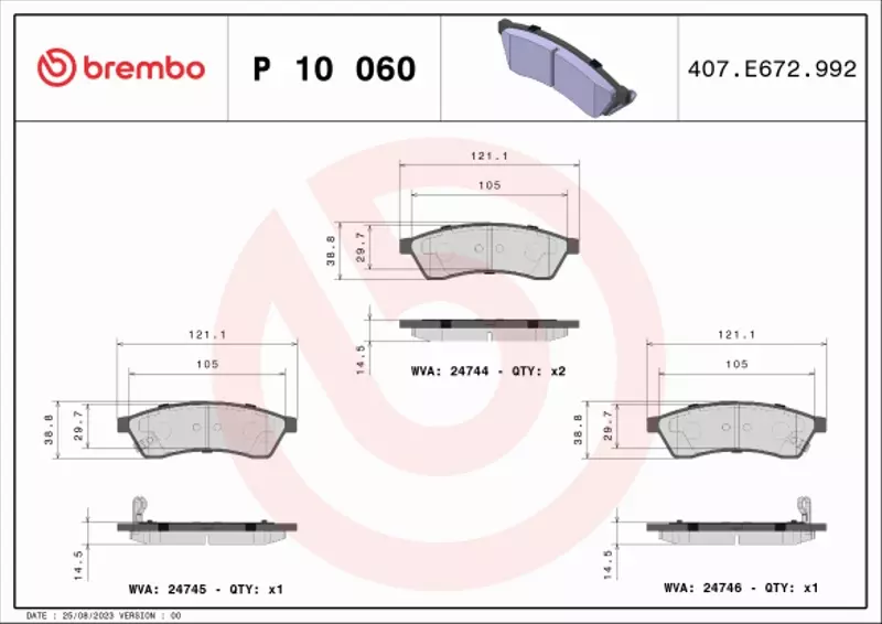 BREMBO KLOCKI HAMULCOWE TYŁ P 10 060 