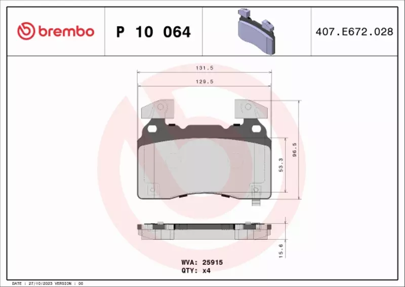 BREMBO KLOCKI HAMULCOWE PRZÓD P 10 064 