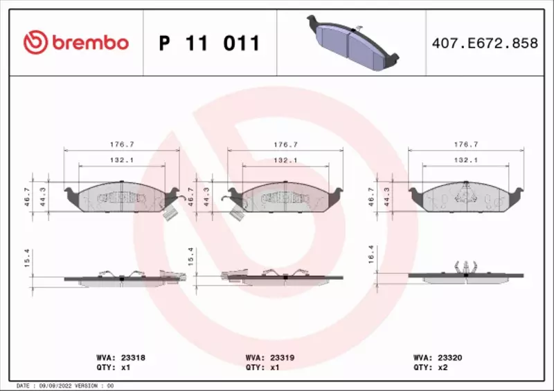 BREMBO KLOCKI HAMULCOWE PRZÓD P 11 011 