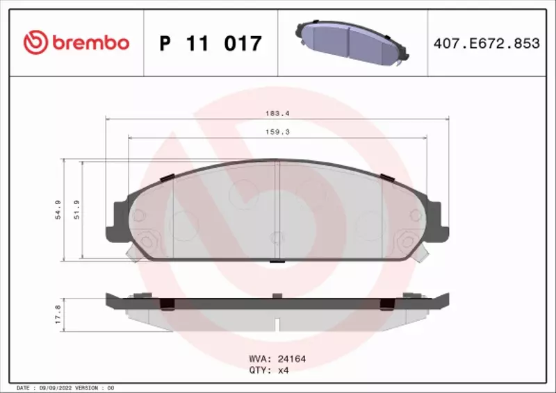 BREMBO KLOCKI HAMULCOWE PRZÓD P 11 017 