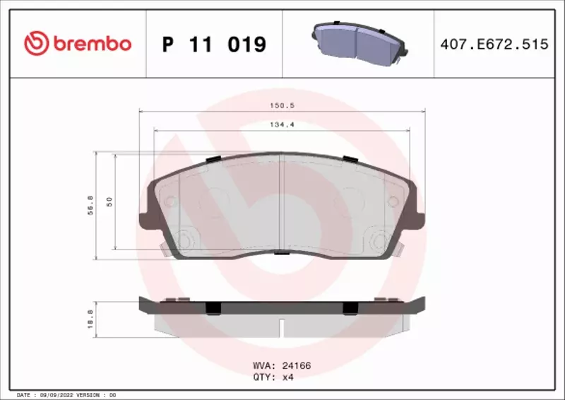 BREMBO KLOCKI HAMULCOWE PRZÓD P 11 019 