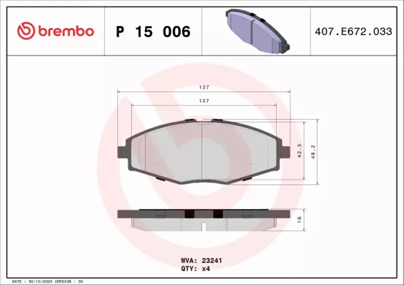 KLOCKI HAMULCOWE BREMBO MATIZ LANOS PRZÓD PRZEDNIE 