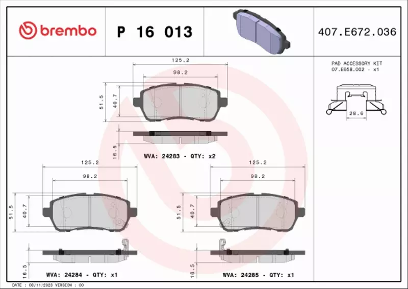 BREMBO TARCZE+KLOCKI PRZÓD SUZUKI SWIFT V 252MM 