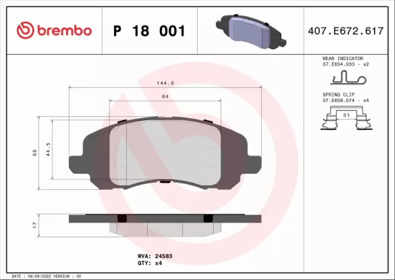 BREMBO TARCZE+KLOCKI PRZÓD JEEP PATRIOT 294MM 