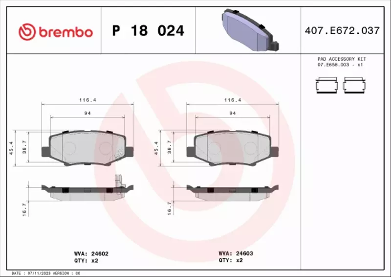 BREMBO KLOCKI HAMULCOWE TYŁ P 18 024 