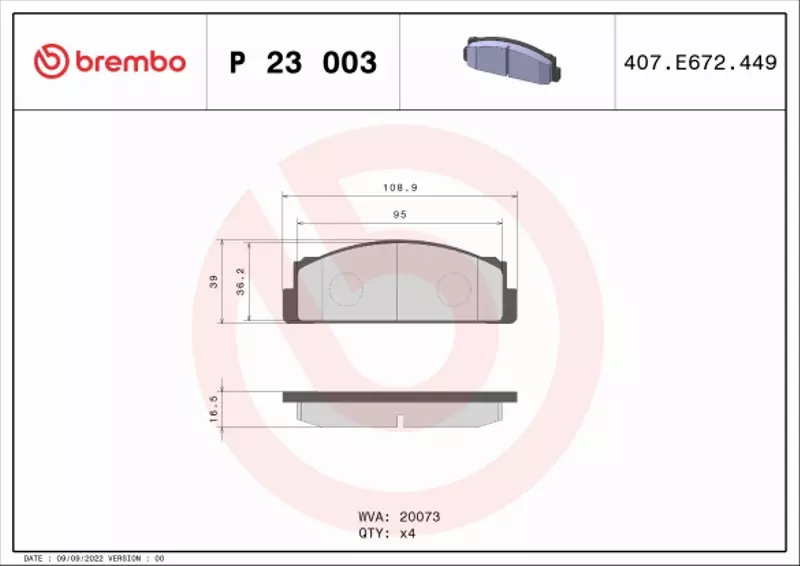 BREMBO KLOCKI HAMULCOWE PRZÓD P 23 003 