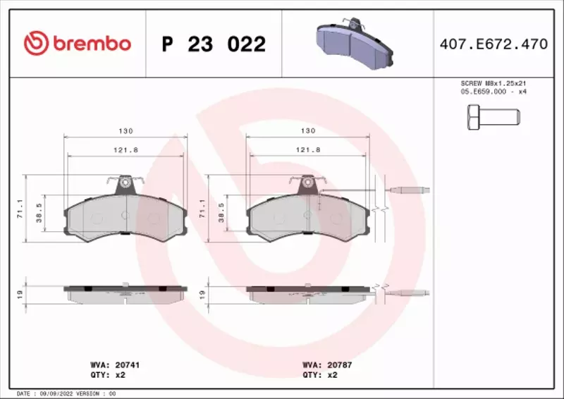 BREMBO KLOCKI HAMULCOWE PRZÓD P 23 022 