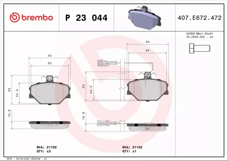 BREMBO KLOCKI HAMULCOWE PRZÓD P 23 044 