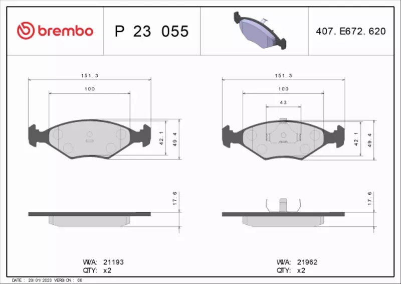 BREMBO KLOCKI HAMULCOWE PRZÓD P 23 055 